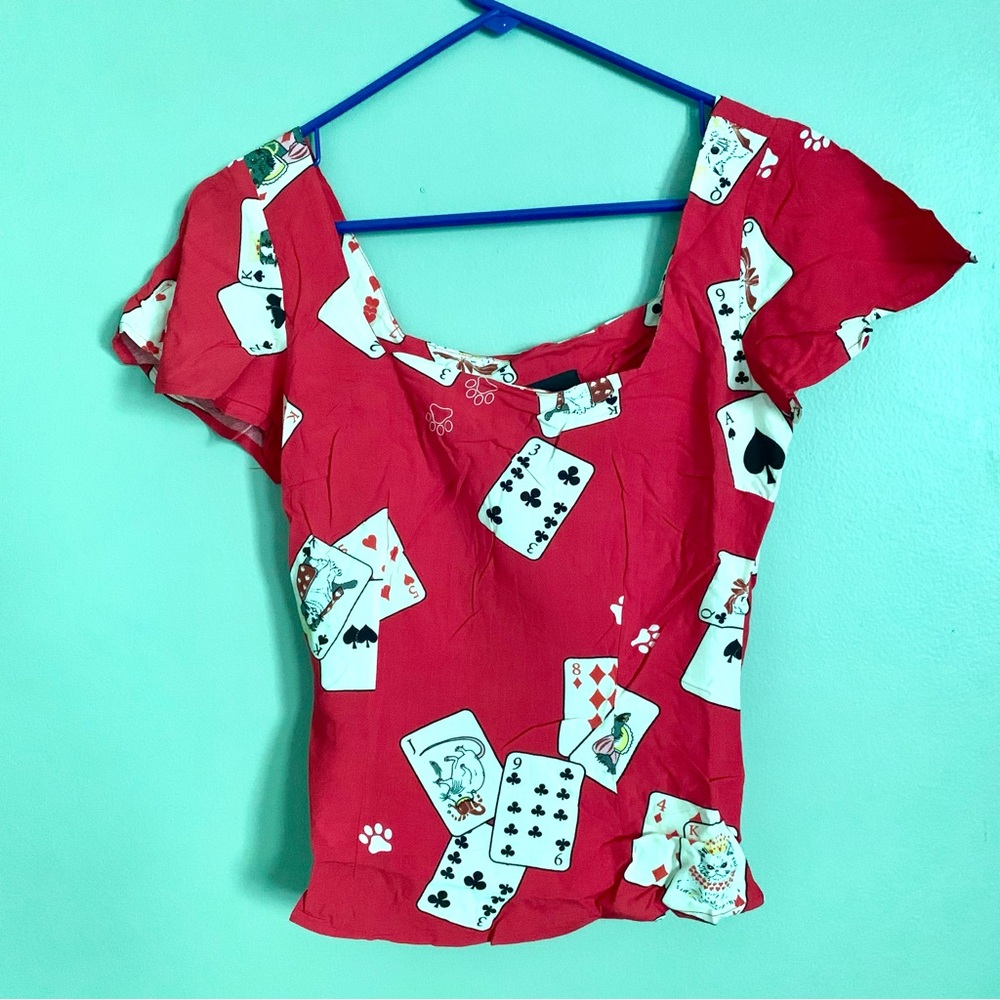 🎊  ModCloth X Collectif Dealing With The Cuteness Top Size UK 6 US Small - Picture 3 of 7